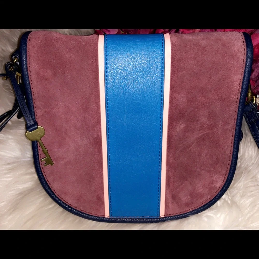 FOSSIL Color-block Crossbody Saddle Bag
